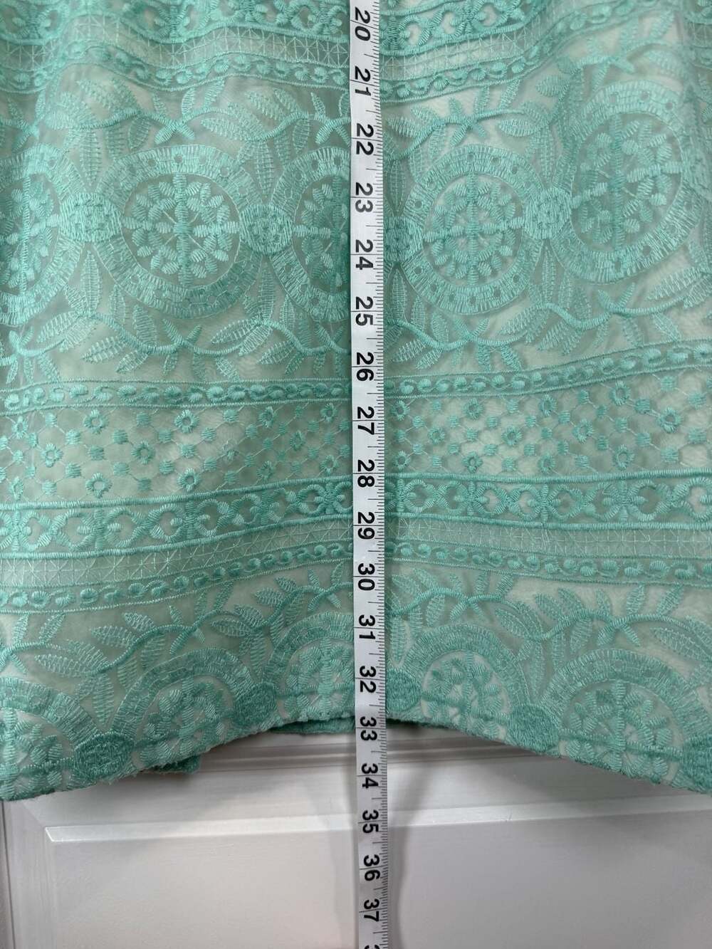 Cynthia Steffe Sea Green Lace Short Sleeve Pleated Fit and Flare Mini Dress - Picture 8 of 8